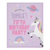 Filles Purple Unicorn Anniversaire Affiche de bien (Devant)