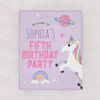 Filles Purple Unicorn Anniversaire Affiche de bien