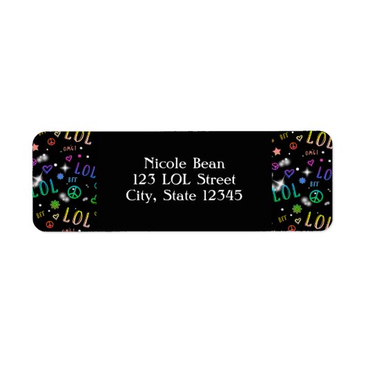 Filles Rainbow LOL Étiquettes de adresse de fête d (Devant)