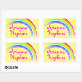 Filles rainbow nom jaune & rose id étiquette autoc (Feuille)
