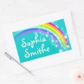 Filles rainbow nom turquoise id étiquette autocoll (Enveloppe)