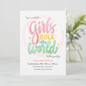 Filles Règle Anniversaire Fête Invitation (Debout devant)