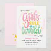 Filles Règle Anniversaire Fête Invitation (Devant / Derrière)