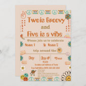 Filles Retro Invitation d'anniversaire (Devant / Derrière)