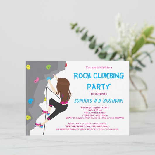 Filles Rock Escalade Anniversaire Invitations (Debout devant)