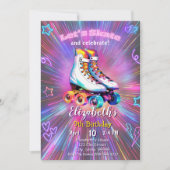 Filles Roller Patinage Anniversaire Invitation (Devant)