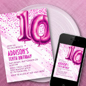 Filles rose 10e anniversaire Invitation