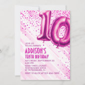 Filles rose 10e anniversaire Invitation (Devant)