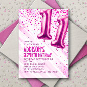 Filles rose 11e anniversaire Invitation