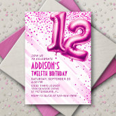 Filles rose 12e anniversaire Invitation