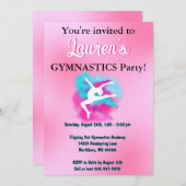 Filles Rose Blue Gymnastique Invitation de fête d' (Devant / Derrière)
