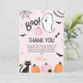 Filles rose Boo Halloween Carte de remerciements d (Debout devant)