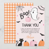 Filles rose Boo Halloween Carte de remerciements d (Devant / Derrière)