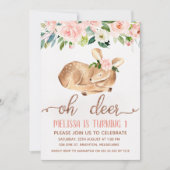 Filles Rose Oh Deer Invitation de fête d'anniversa (Devant)