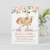 Filles Rose Oh Deer Invitation de fête d'anniversa (Debout devant)