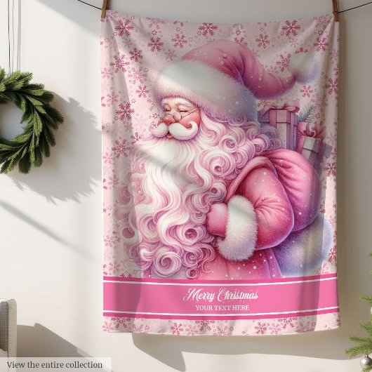 Filles Rose Père Noël Nom Couverture Fêtes Pinkmas