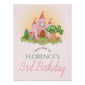 Filles Rose Princesse Affiche de bienvenue d'anniv (Devant)