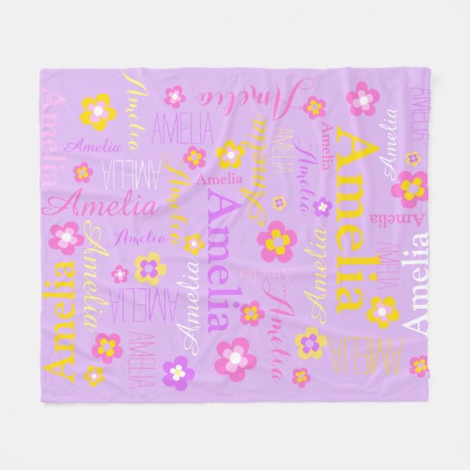 Filles rose violet nom Amelia couverture de fleurs (Devant (Horizontal))