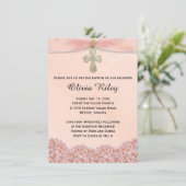 Filles roses Baptême Christening Invitation (Debout devant)