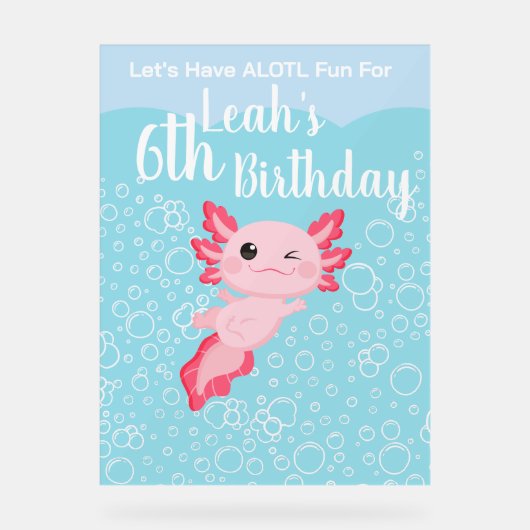 Filles roses mignonnes Axolotl fête d'anniversaire (Recto)