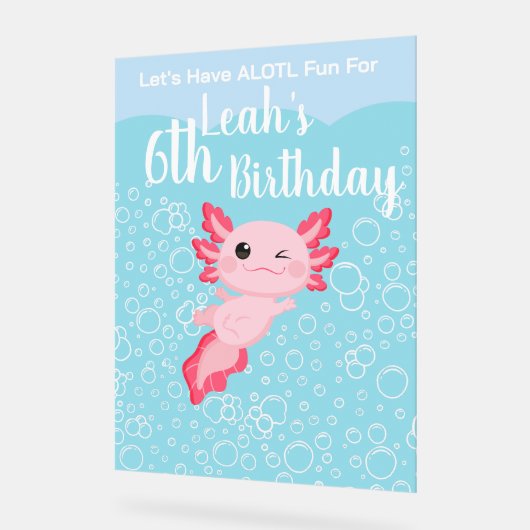 Filles roses mignonnes Axolotl fête d'anniversaire (Angle)