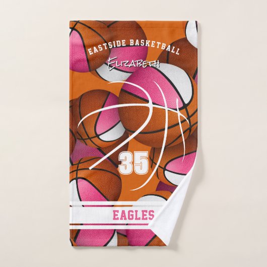 filles roses sport basketteur nom (Serviette à main)