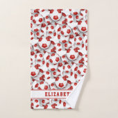Filles rouge blanc boules de football athlétique g (Serviette à main)
