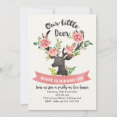 Filles Rousses Florales Cerfs Invitation Anniversa (Devant)