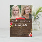 Filles Rustique Floral Graduation Party Invitation (Debout devant)