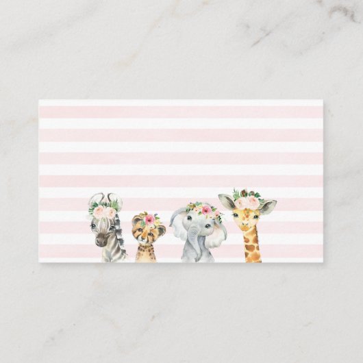 Filles Safari Animaux Demande de réservation Carte (Dos)