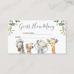 Filles Safari Animaux Devinez Combien De Cartes In