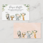 Filles Safari Animaux Diaper Carte Raffle Insertio (Devant / Derrière)