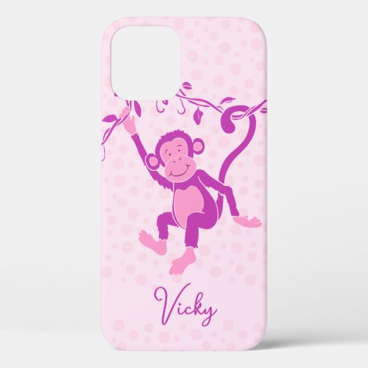 Filles singe violet et rose nom coque iphone 5 (Verso)