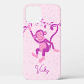Filles singe violet & nom rose iphone 5 coque (Verso)