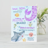 Filles sirène et invitation d'anniversaire de requ (Debout devant)