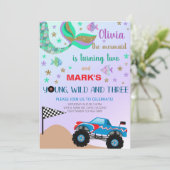 Filles sirène & monstre camion invitation d'annive (Debout devant)