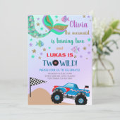 Filles sirène & monstre camion invitation d'annive (Debout devant)