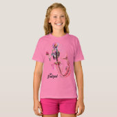 Filles Sirène rose Squelette T-shirt (Devant entier)