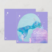 Filles sirène traîne sous la mer Invitation d'anni (Devant / Derrière)