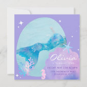 Filles sirène traîne sous la mer Invitation d'anni (Devant)