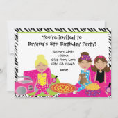 Filles Sleepover Fête de bois Zebra Invitation (Devant)