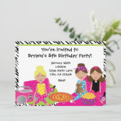 Filles Sleepover Fête de bois Zebra Invitation (Debout devant)
