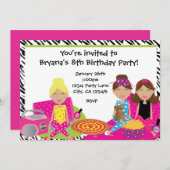 Filles Sleepover Fête de bois Zebra Invitation (Devant / Derrière)