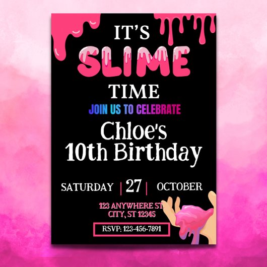 Filles Slime Invitation d'anniversaire