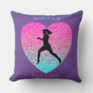 Filles Soccer Personnalisé Purple Jeu Oreiller