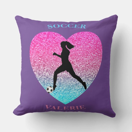 Filles Soccer Personnalisé Purple Jeu Oreiller (Recto)