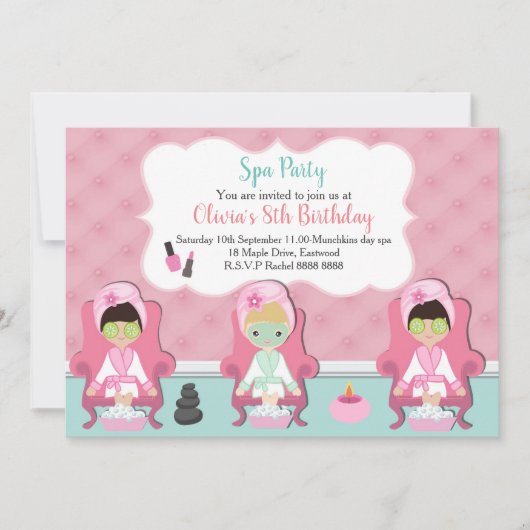 Filles Spa Invitation Pamper Invitation (Devant)