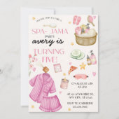 Filles Spa Rose-Jama Sleepover Invitation Annivers (Devant)