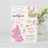 Filles Spa Rose-Jama Sleepover Invitation Annivers (Debout devant)
