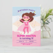 Fille's Super Hero Invitations d'anniversaire - Ed (Debout devant)